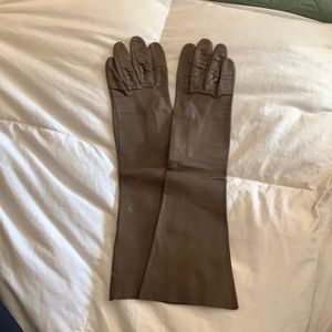 Vintage Long Brown Leather Gloves